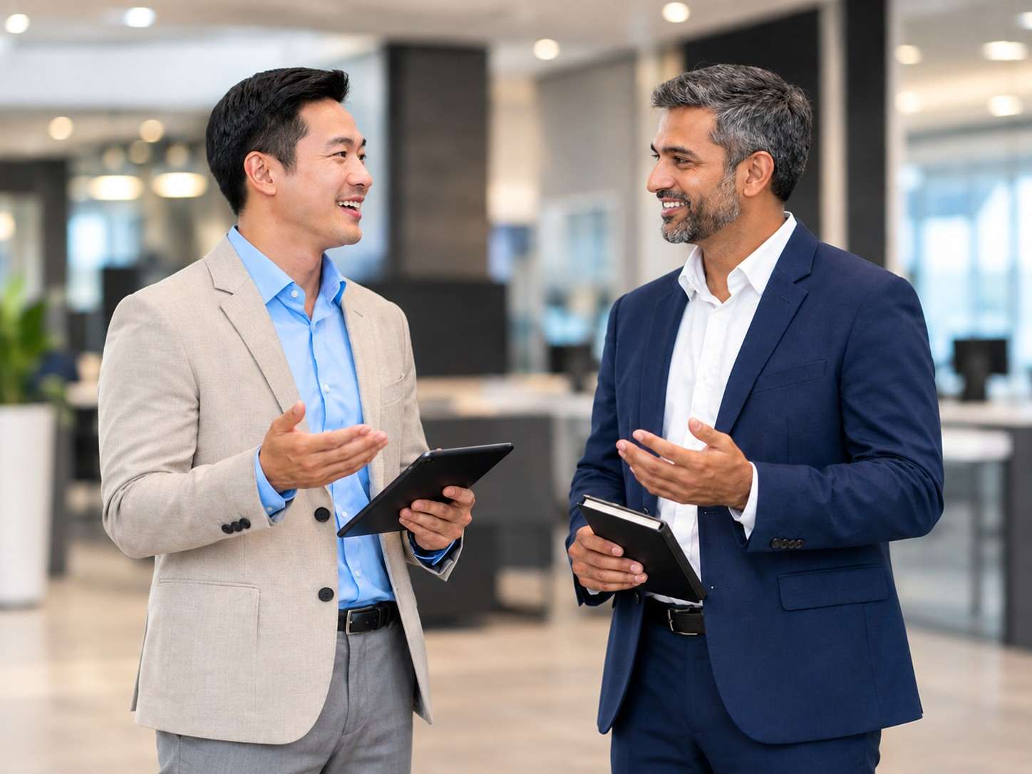 Professional business meeting between homeowner and interior designer consultant